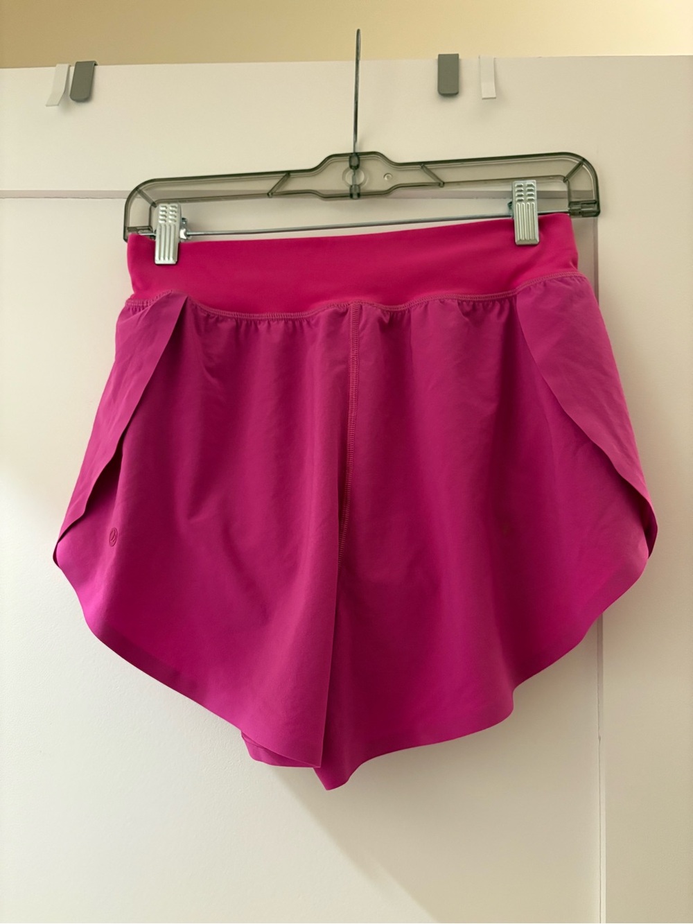 High-Rise Hot Pink Athletic Shorts with Overlap Side Panels